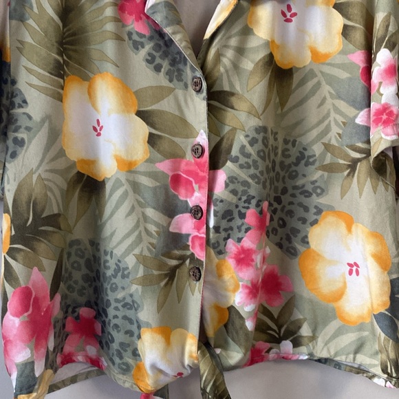 Havana Jacks Cafe Tropical Cropped Collared Shirt XL - Picture 3 of 6